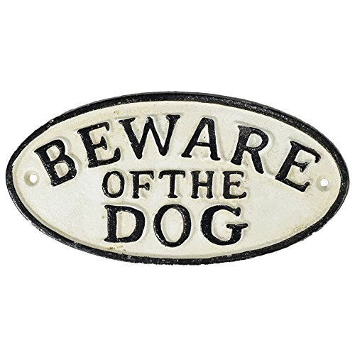 AB Tools Beware of Dog Cast Iron Sign Plaque Door Wall House Fence Gate Post Garden