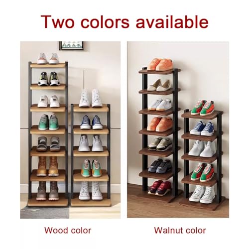 Zapatero delgado que ahorra espacio moderno de 4 niveles color madera 7