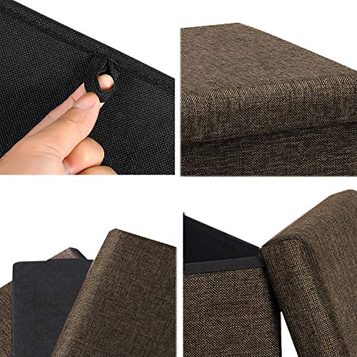 B-FSOBEIIALEO-Storage-Ottoman-Cube-Linen-Small-Coffee-Table-Foot-Rest-Stool-Seat-Folding-Toys-Chest-Collapsible-for-Kids-Brown-118x118x118 51ImM5Nn8zL