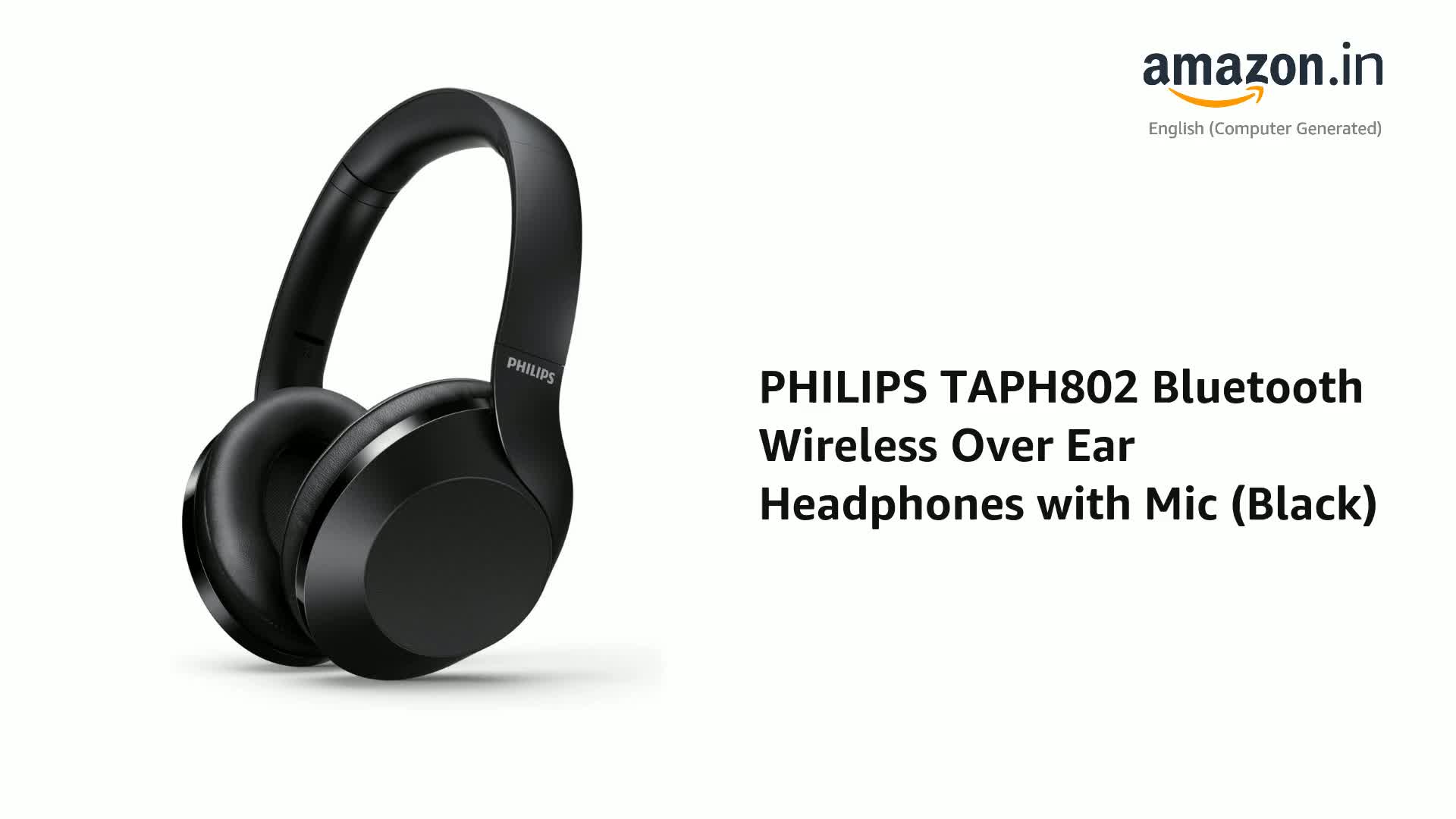 PHILIPS Audio Performance Bluetooth 5.0, 30H Playtime, Hi-Res Audio, Noise  Isolation \u0026 Rapid Charge Bluetooth Wireless Over Ear Headphones with mic ( TAPH802, Black) : Amazon.in: Electronics