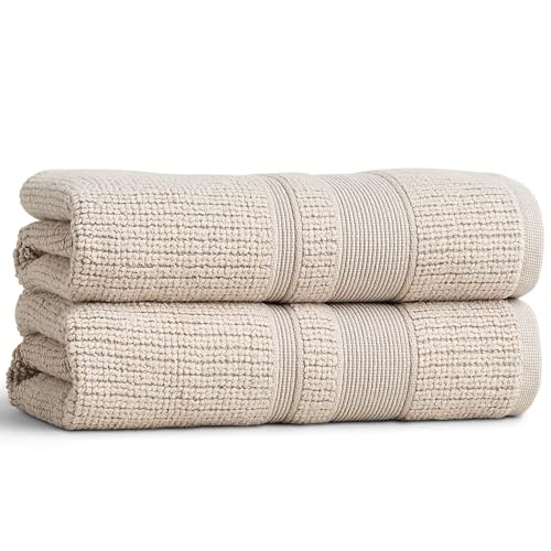 Preston Lane Douro Washcloth Set – 2 Pack Luxury Cotton Towels, Ultra Soft & Absorbent, Quick-Dry Spa-Quality Bathroom Towels, Made in Portugal, Clay