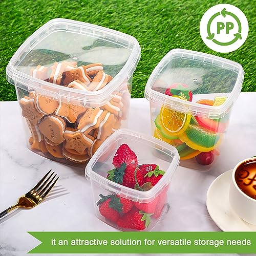 Image of Sliner 60 Sets Square Deli Containers with Lids, 64oz, 32oz, 16oz