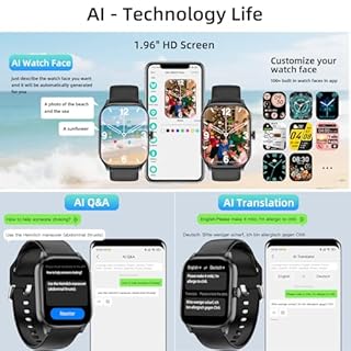 Smart Watch with Built-in GPS and Offline Maps, 1.96" HD Display, Answer/Make Calls, 100+ Sport Modes, Heart Rate/Sleep/SpO2 Monitor, Fitness Activity Tracker for Android and iPhone (Black, 1.96")