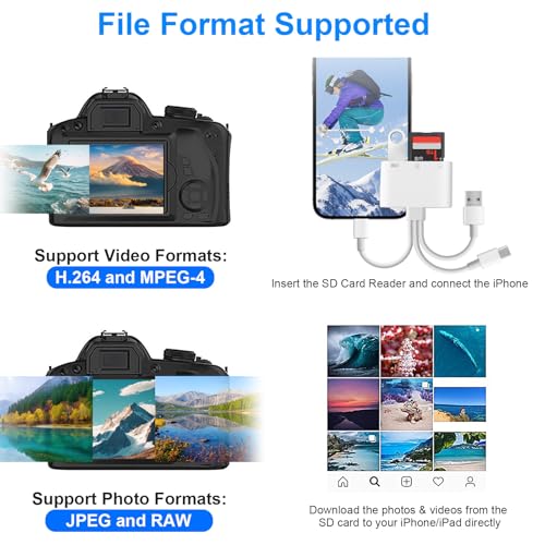 Miniatura 5 de Clomnpe Lector Tarjetas Sd Para Iphone Usb-C Usb-A, Certificado Apple Mfi Lector De Tarjetas Sd Con Sd Micro Sd Tf Usb Puerto, Compatible Con Teléfonos, Computadoras Portátiles, Pc Y Cámaras