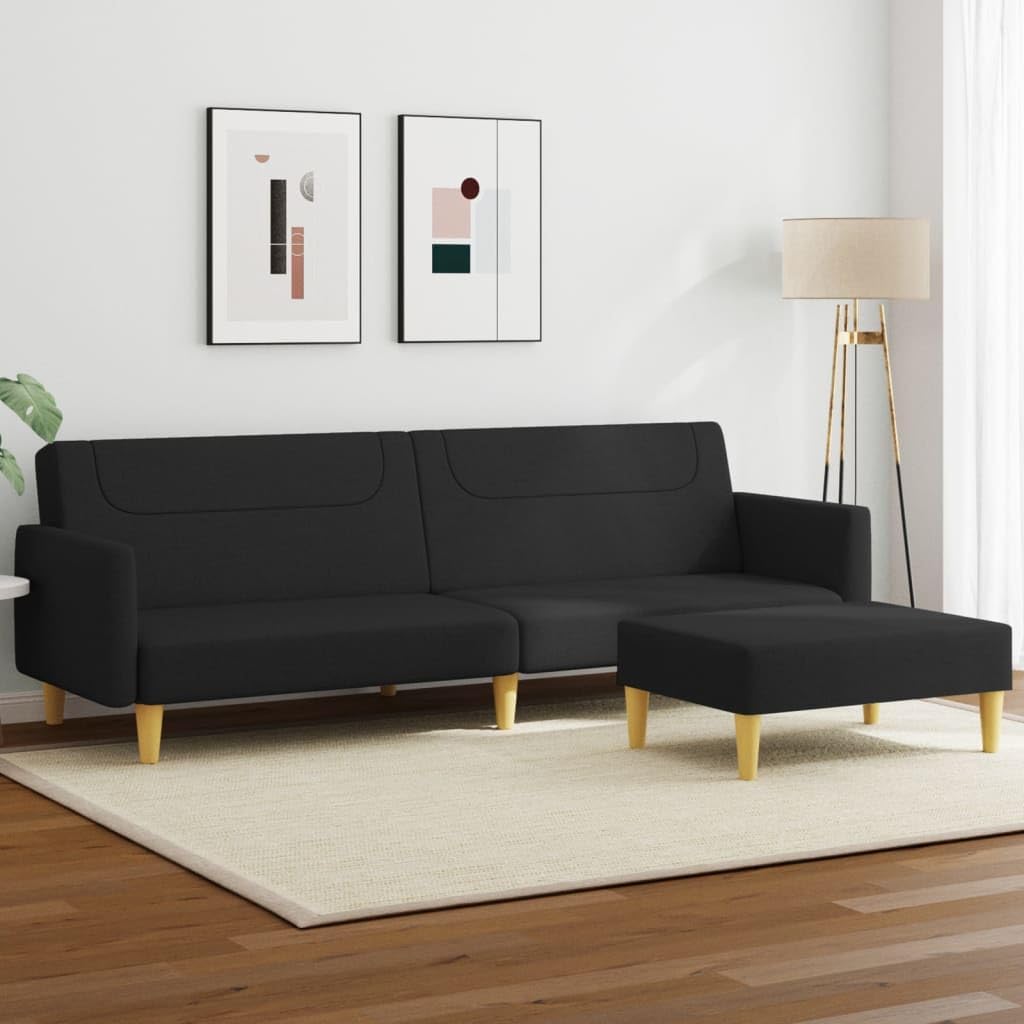 Sofa Bed Black Fabric (100% Polyester) Living Room Furniture