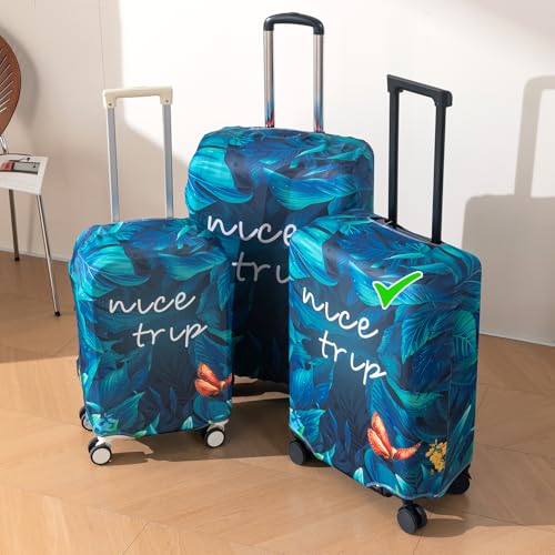Image of HOKIPO 220gsm Durable and Washable Suitcase Covers for Trolley Suitcase, Medium (21-22inch) - Tropical Escape (AR-6344-D8)
