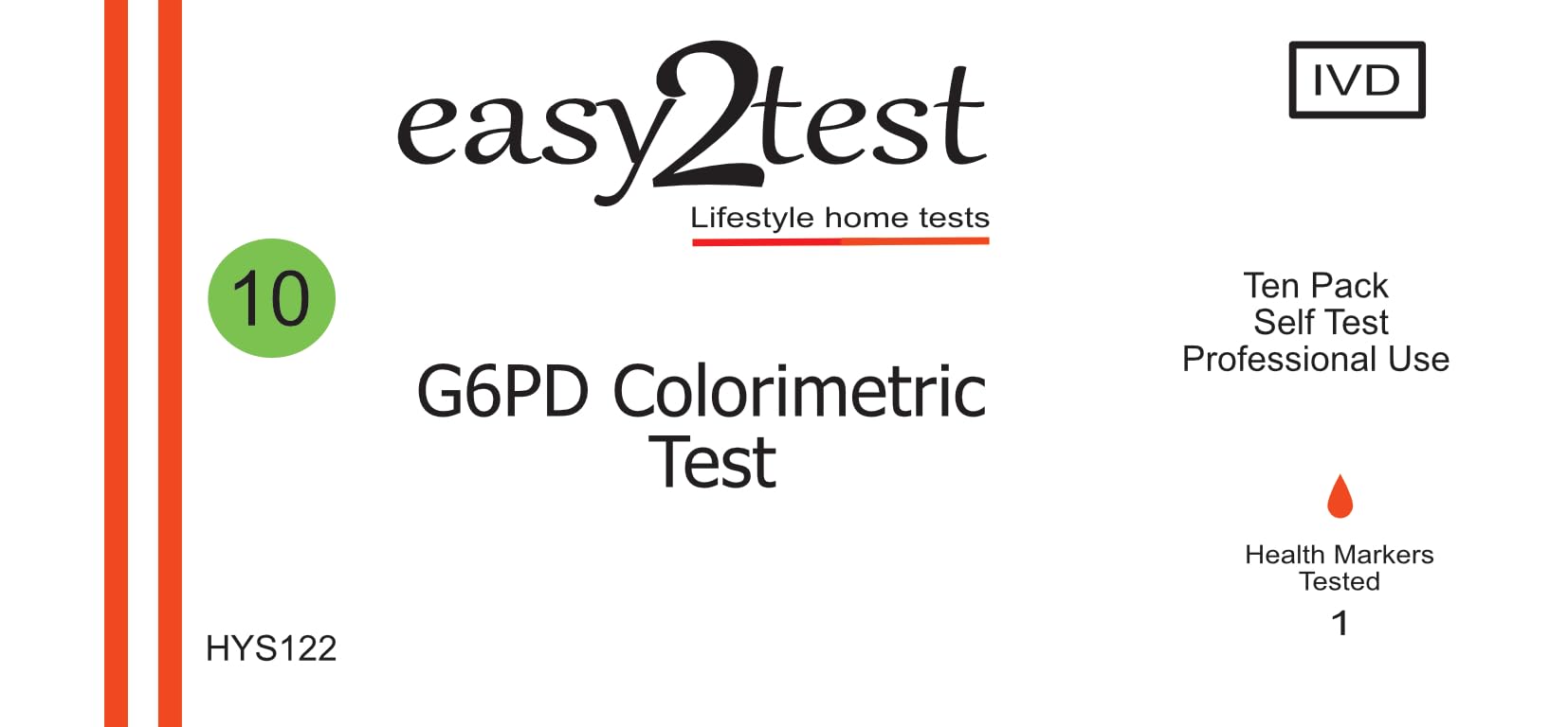 Easy2Test G6PD - Test colorimetrico, confezione da 10, uso professionale