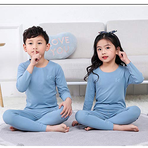 sfdgfhyf 2-Piece Cotton Long Sleeve 𝐏ajamas Set for Kids Toddler Boy Girl Solid Underwear 𝐒nug Fit 4 Year Old3