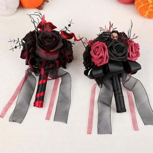 Ramo gótico de novia para bodas temáticas de Halloween y compromisos 5
