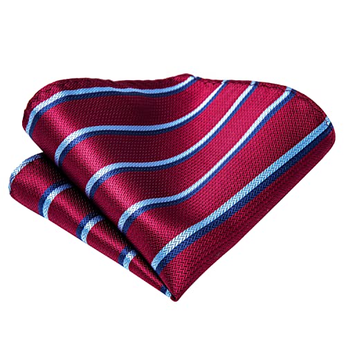 Image of Hi-Tie Men Ties Sets Silk Stripe Paisley Necktie Pocket Square Cufflinks for Business Wedding