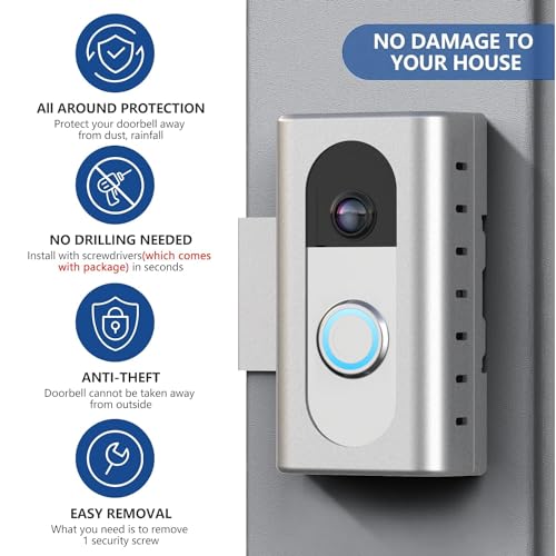 Image of KIMILAR Anti-Theft Video Doorbell Mount Compatible with Ring /Blink Wireless Video Doorbell, Adjustable Mounting Bracket Accessories for Houses, Apartments, Businesses, Not for Security Door