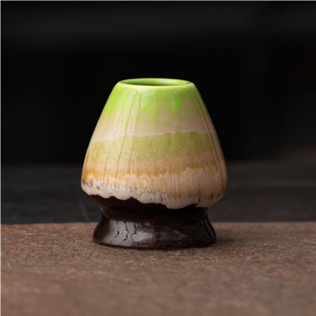 Matcha Tea Whisk Holder Ceramic Holder for Bamboo Chasen fit for Matcha Chasen Tea Set Accessories (Dark Green)