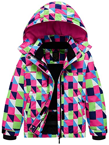 Free Soldier Boys Girls Waterproof Ski Jacket Fleece Lined Warm Winter Snow Coat Kids Winter Jacket With Detachable Hood(Rose Red,8-9/Girl) #TOP6