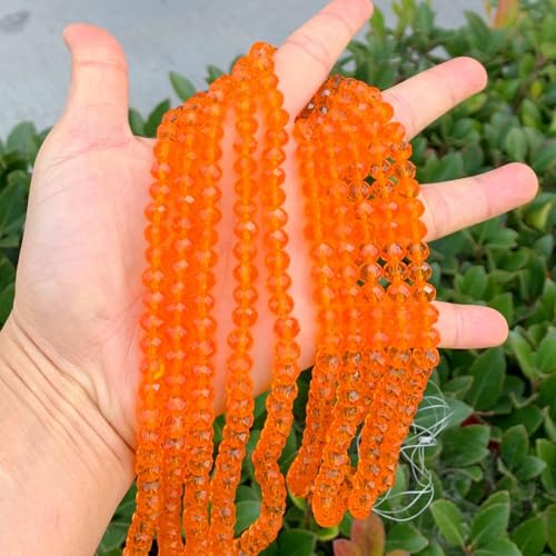 Image of 700pcs Czech Faceted Rondelle Crystal Glass Beads 8mm Bulk Sun (Orange)