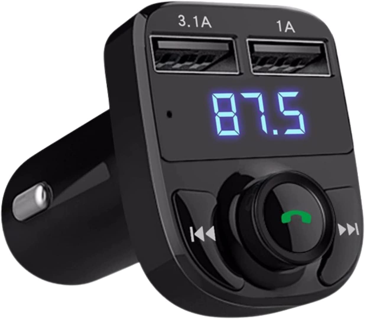 Aeoss Car Wireless Bluetooth FM Transmitter MP3 Player USB Car Fast Charger Adapter with Built-in MIC, Hands-Free Calling, Dual USB Charger 5V/3.1A and 1A, Support SD Card, USB