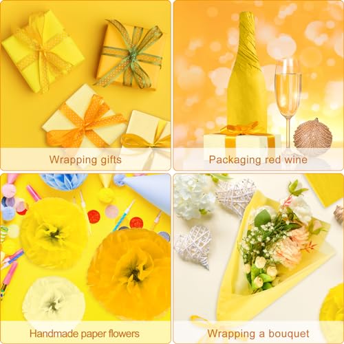 Image of NEBURORA Assorted Yellow Tissue Paper Set 60 Sheets Gift Wrap Paper Art Paper Crafts 3 Yellow Colors for Sunflower Theme Party Decorations DIY Wedding Fall Thanksgiving Holiday Gift Packing