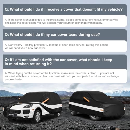 Image of 10 Layers SUV Car Cover Custom Fit for Porsche Cayenne (2002-2026), Waterproof All Weather for Automobiles, Outdoor Full Cover Sun Dust Rain Protection with Cotton. Black