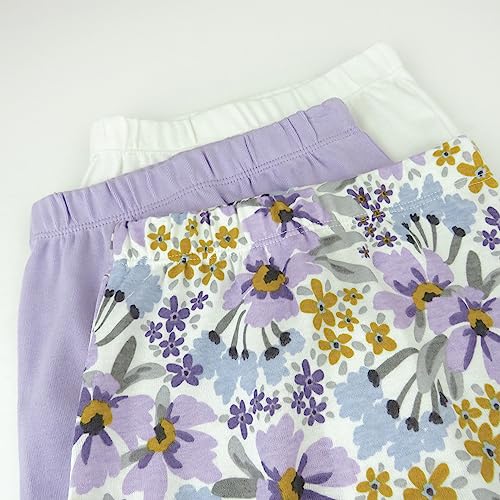 Image of HonestBaby Baby 3-Pack Footed Pants Roomy Fit Pull on Bottoms 100% Organic Cotton for Infant Baby Boys, Girls, Unisex
