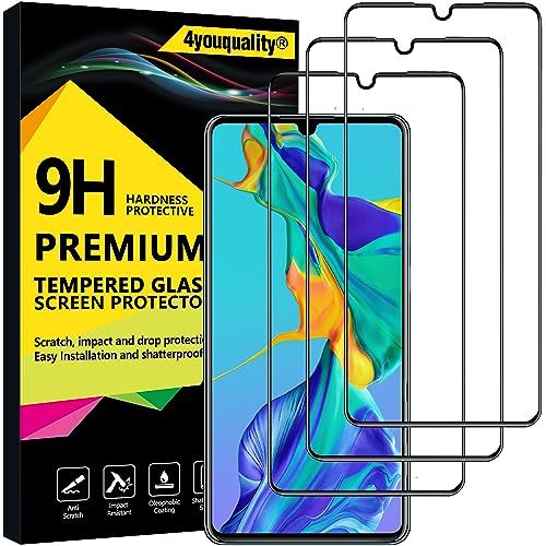 4youquality [3-Pack[Full Coverage] Screen Protector for Huawei P30 Tempered Glass Film [Full-Coverage][LifetimeSupport][Anti-Scratch][Anti-Shatter]