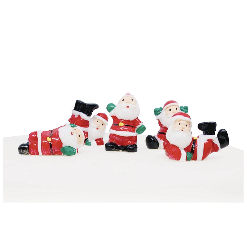Anniversary House 5pcs Fun Santa Plastic Cake Topper Picks Christmas Cake Decorations, Christmas Cake Toppers, Yule Log Decorations, Traditional Non-Edible Decorations, BX163 UK