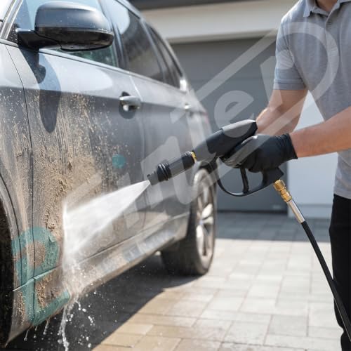 Image of Painter Spray Gun Pressure Water Spray Gun for Car Wash & Floor Cleaning with 15 MPa High Pressure, Adjustable Nozzle, 100% Brass Valve and Adapters, Black, PCG-15