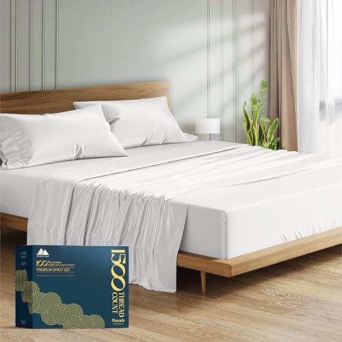 Luxury Egyptian Cotton King Size Sheets Set - 1500 Thread Count White