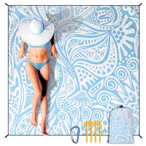 HIHOHO Waterproof Sandproof Beach Blanket Mat for 1-8 Adults, Quick Drying
