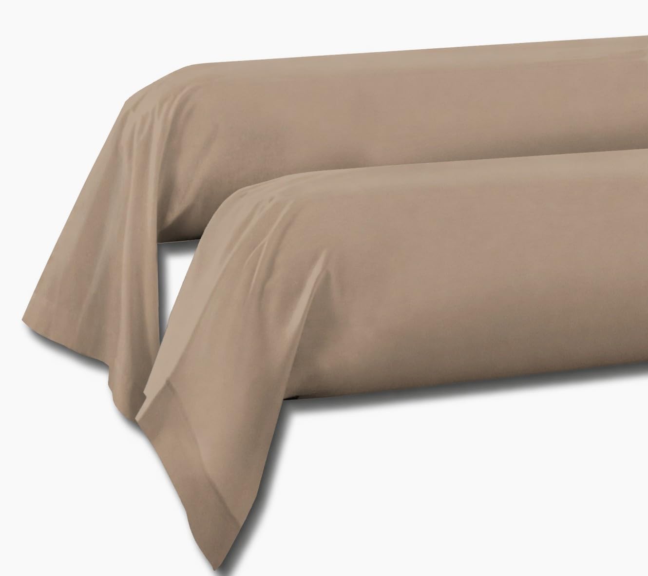 Taies de traversin 85x185 cm 100% Coton, Lot de 2, Beige foncé, Douces, résistantes et Respirantes, Home Linge Passion