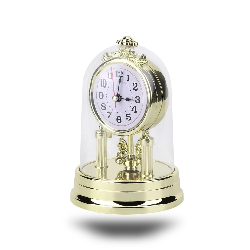 Leopacat Reloj Sobremesa,Relojes de Chimenea Estilo Retro Europeo,Reloj de SalóN Silencioso DiseñO Vintage DecoracióN de Hogar Antiguo para Sala,Dormitorio u Oficina Funciona con Pilas 11 X 17 Cm