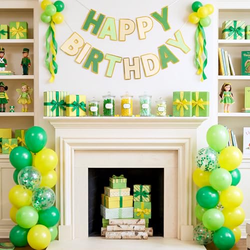 Image of Pre-Strung Happy Birthday Banner Sage Green Party Decorations