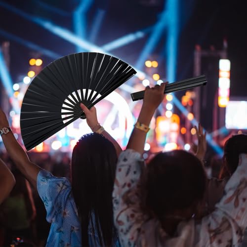 Image of Maitys Large Rave Fan Folding Handheld Fans 13'' Clap Fans for Line Dancing Clack Fan Holographic Festival Accessory for Martial Art Gift Performance, Includes 2 Pouch