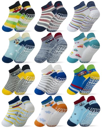 Image of RATIVE Anti Slip Ankle Socks with Grips for Baby Toddler Kids Boys Girls
