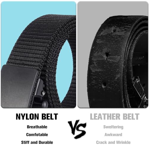 No Holes Ratchet Buckle Belt for Men, Adjustable Canvas Web Belt, Auto-Lock for Workout & Daily Wear3