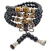 Bracelet mala bouddhiste tibétain avec 108 perles en obsidienne 6 mm