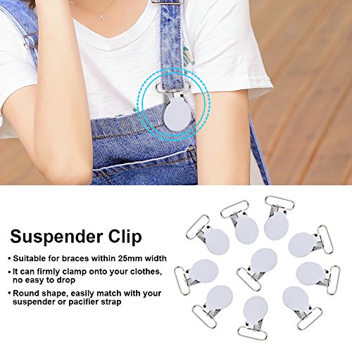 Image of 25mm Round Pacifier Clips, Suspender Snaps, DIY Clothes Accessories, for Making Pacifier Holders Bib Clips(White)