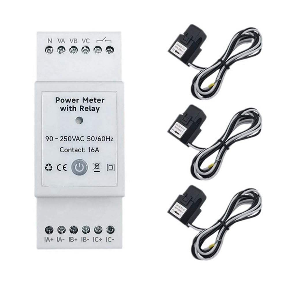 Tuya Life - Contador de energía WiFi bidireccional, 3 fases, con interruptor de contacto seco, monitor de aplicación, 80 A CA 110 V/240 V
