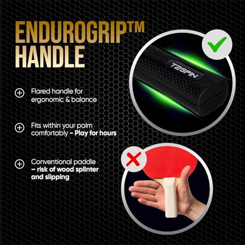 image for T2SPin Ping Pong Paddles Set of 2 with 3 Balls- Hi-Performance Table T