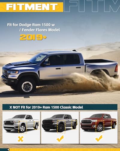 Image of Trumgeta 10 inchx19 inch Mud Flaps Guards Fit for 2019-2026 Ram 1500 w /Fender Flares Front and Rear Rubber Splash Guards Off-Road Accessories for Pickup Trucks