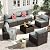 Tradare 7 Pieces Outdoor Patio Furniture Set, Wicker Patio Conversation Sectional Couch Set, All Weather PE Rattan Sofa with Glass Table and Grey Cushions