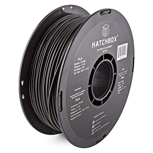 HATCHBOX PLA 3D Printer Filament, Dimensional Accuracy +/- 0.03 mm, 1 kg Spool, 3.00 mm, Black