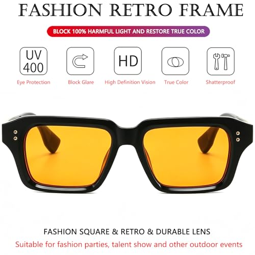 Image of AIEYEZO Rectangle Sunglasses for Men Women Fashion Square Frame Sun Glasses 90's Retro Designer Shades