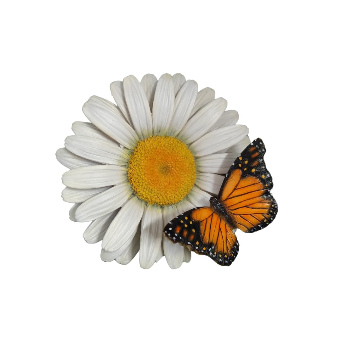 Vivid Arts - Hanging White Daisy with Butterfly - Garden Decor - Indoor & Outdoor