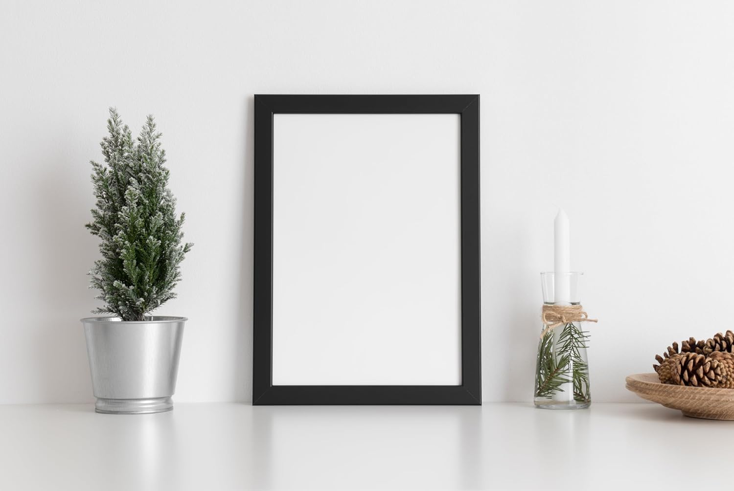 Thin Black A5 Frame Size (14.8 x 21cm) - Flat Design Black A5 Picture Frame with Safe Perspex Front & Wall Hanging Hooks (A6 - PACK OF 2)