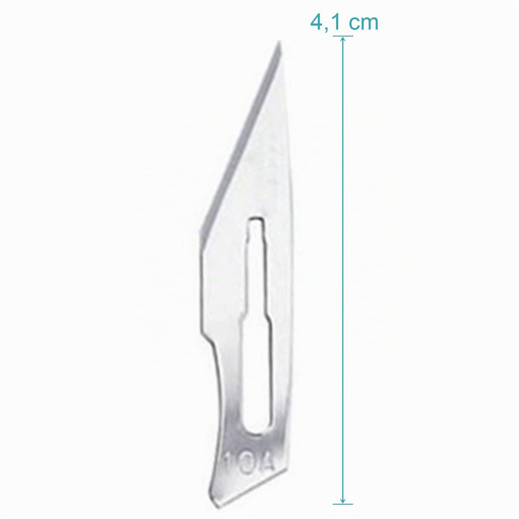Set avec 100 x lames de scalpel N° 10A - Lame stérile en acier au carbone et 1 x May - manche de scalpel Figure N°3 avec manche rond en acier inoxydable
