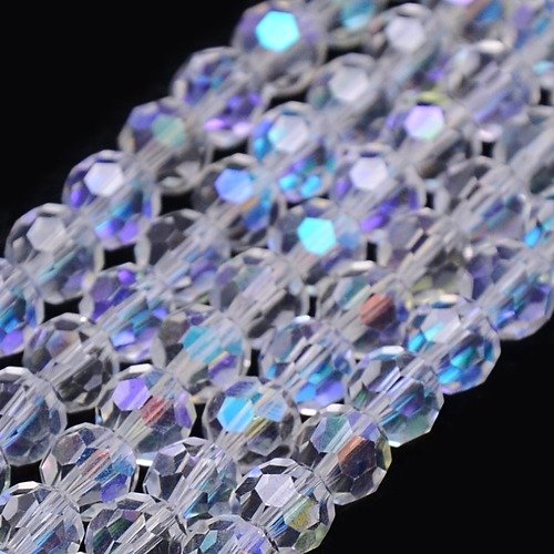 X182-15 Czech Crystal Glass Beads - Crystal AB - 8 mm Ball Fire-Polished Jewellery Beads Crystal Cut Beads Glass Cut Beads - Image 4
