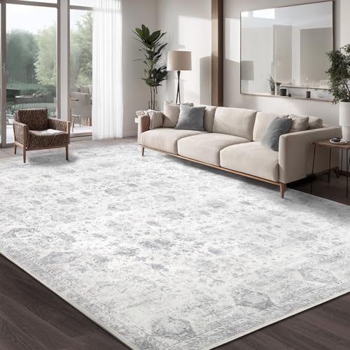 Dotiiorug Washable 8×10 Area Rug for Living Room, Vintage Floral