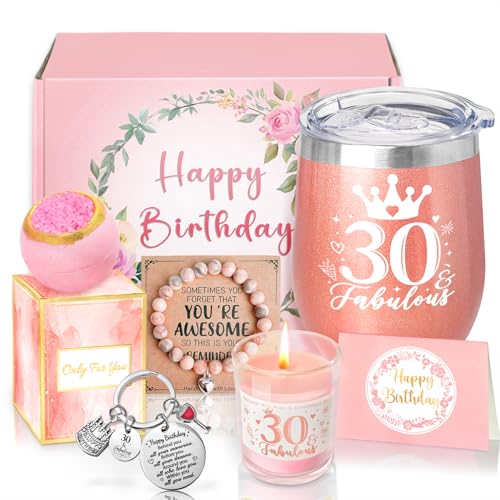 Sheinly 30th Birthday Gifts for Women Happy 30th Birthday Basket Gifts Box for Best Friends Female Mum Wife Daughter Sister Her Girlfriend Coworker Bestie