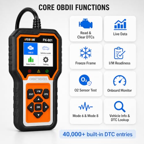 Image of OBD2 Scanner Check Engine Light Car Code Reader Clear Error Codes ABS SRS SAS Etc Full Vehicle System Diagnostics Tool Compatible with Toyota Honda Ford