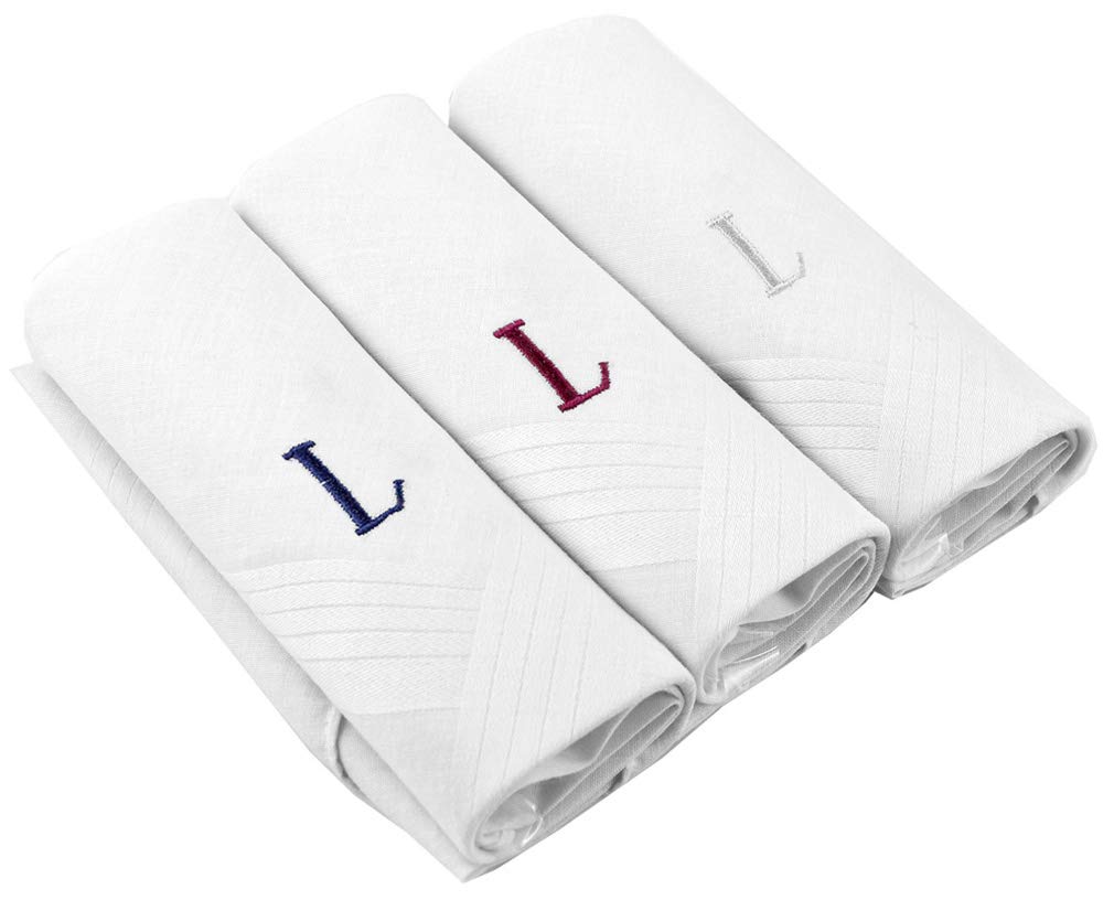 Moda Di Raza Men's Cotton Handkerchiefs Monogrammed Hanky Initial Letter