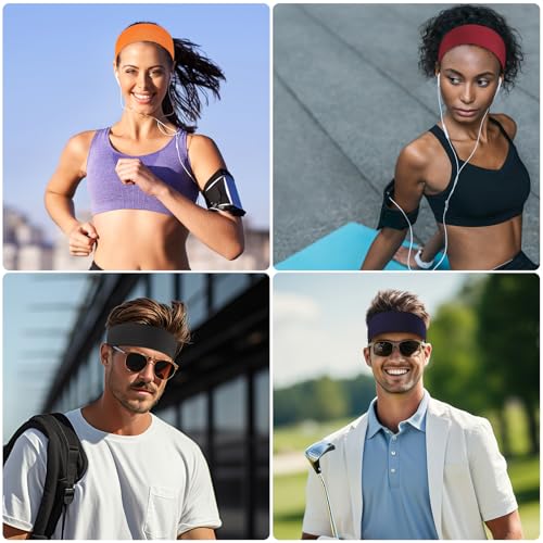 Image of Fishinsea 8 Pack Sport Headbands for Women, Elastic Soft Fabric Non-Slip Hair Bands Hair Warp for Daily Workout Yoga Running Sports, Combo 6